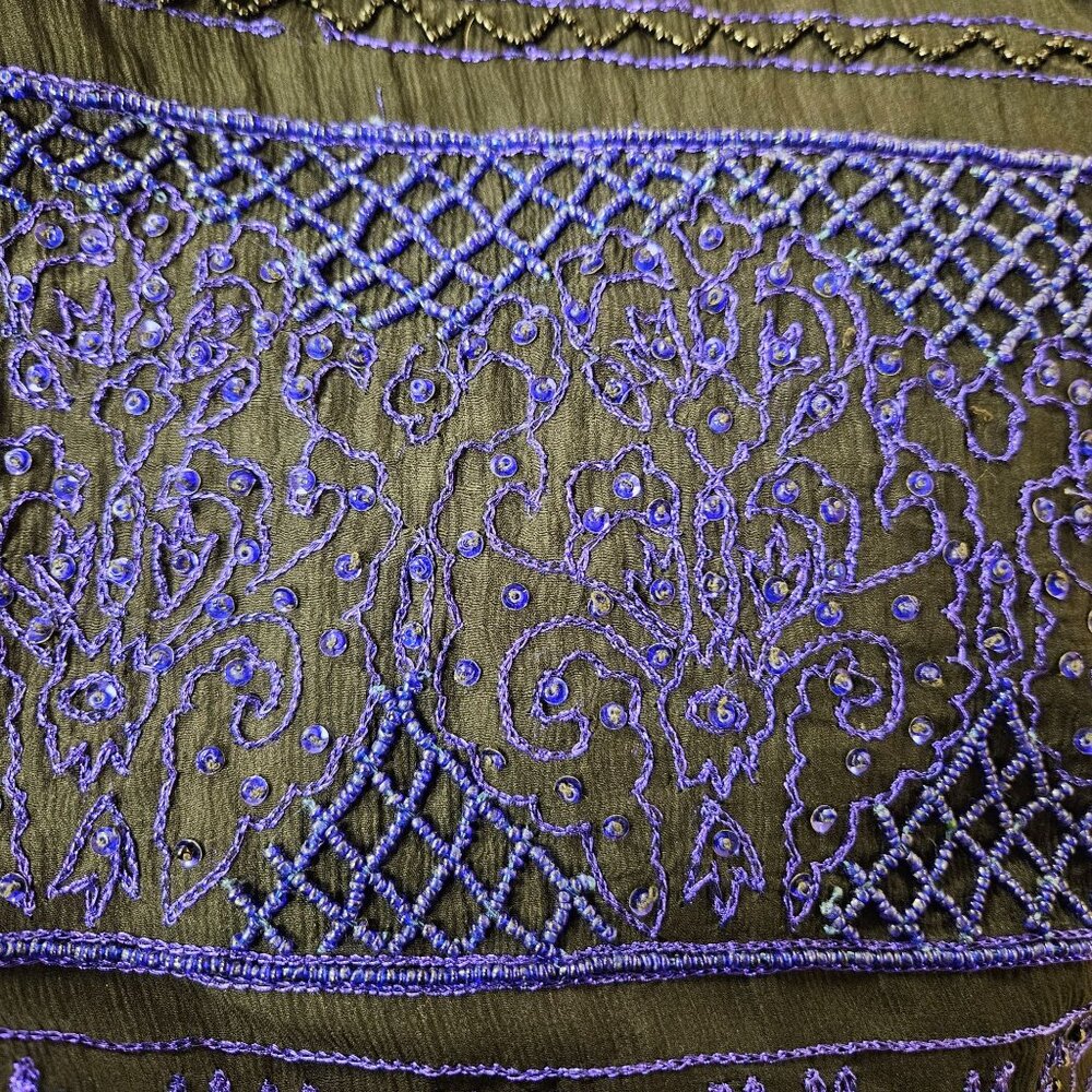 Talbots Jacket Womens Size XL Black Silk Purple Beaded Formal Long Sleeve NWOT - Picture 2 of 9